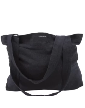 STUDIO DAI Υφασμάτινη τσάντα χειροποίητη - Asana linen shopper black, 75x49cm