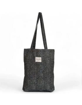 DE LA MUR tote bag γκρι ψαροκόκκαλο 36 x 39 cm