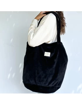 DE LA MUR shopper bag black fur 50 x 39 cm