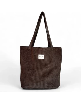 DE LA MUR shopper bag κοτλέ καφέ 50 x 39 cm