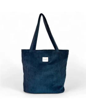 DE LA MUR shopper bag κοτλέ μπλε 50 x 39 cm