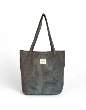 DE LA MUR shopper bag κοτλέ γκρι 50 x 39 cm