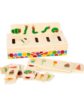 Ξύλινο παιχνίδι δεξιοτήτων με τη γνωστή κάμπια για μικρά παιδιά - Raupe Nimmersatt Bildersortierbox