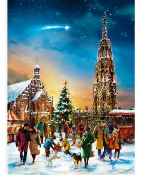 Adventskalender Nürnberg - Schöner Brunnen - Χριστουγεννιάτικο ημερολόγιο 41 x 30 cm