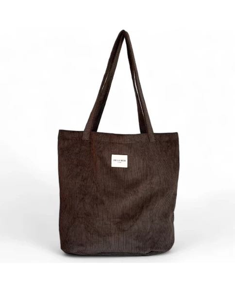 DE LA MUR  brown corduroy shopper bag 50 x 39 cm