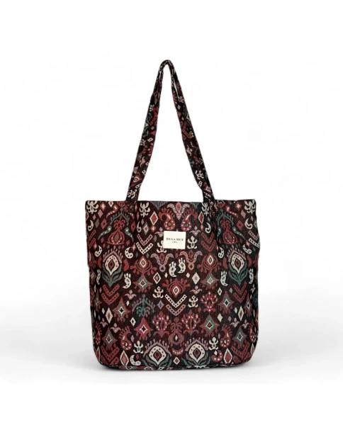 DE LA MUR shopper bag jacquard in burgundy tones 50 x 39 cm