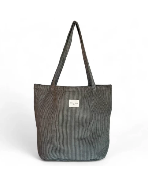 DE LA MUR shopper bag κοτλέ γκρι 50 x 39 cm