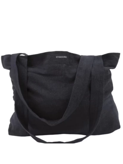 STUDIO DAI Υφασμάτινη τσάντα χειροποίητη - Asana linen shopper black, 75x49cm