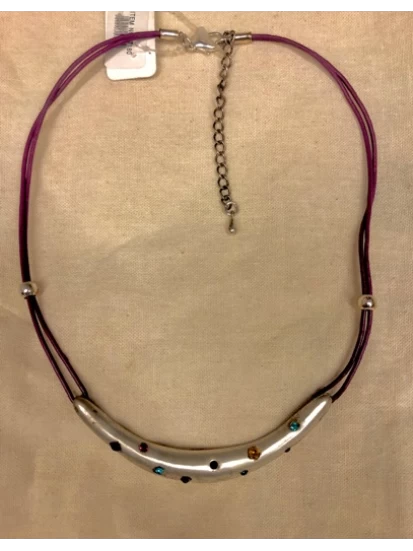 Κολιέ με χρωματιστά στρασάκια - Halskette lila glänzend