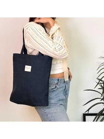 DE LA MUR tote bag navy blue 36 x 39 cm