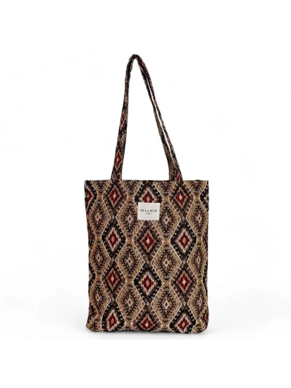 DE LA MUR tote bag with multicolored geometric print 36 x 39 cm