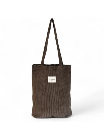 DE LA MUR tote bag curduroy brown 36 x 39 cm