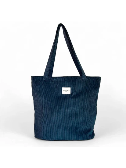 DE LA MUR shopper bag κοτλέ μπλε 50 x 39 cm