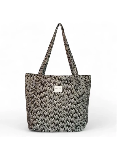 DE LA MUR shopper bag ψαροκόκκαλο 50 x 39 cm