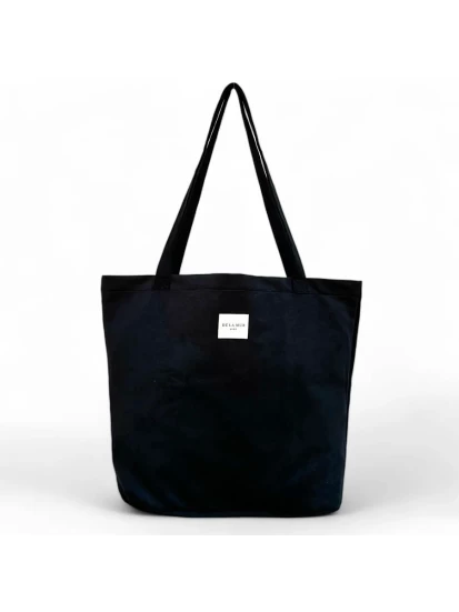 DE LA MUR shopper bag μαύρη 50 x 39 cm