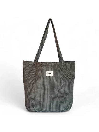 DE LA MUR shopper bag κοτλέ γκρι 50 x 39 cm