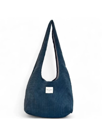 DE LA MUR shoulder bag in blue corduroy fabric 